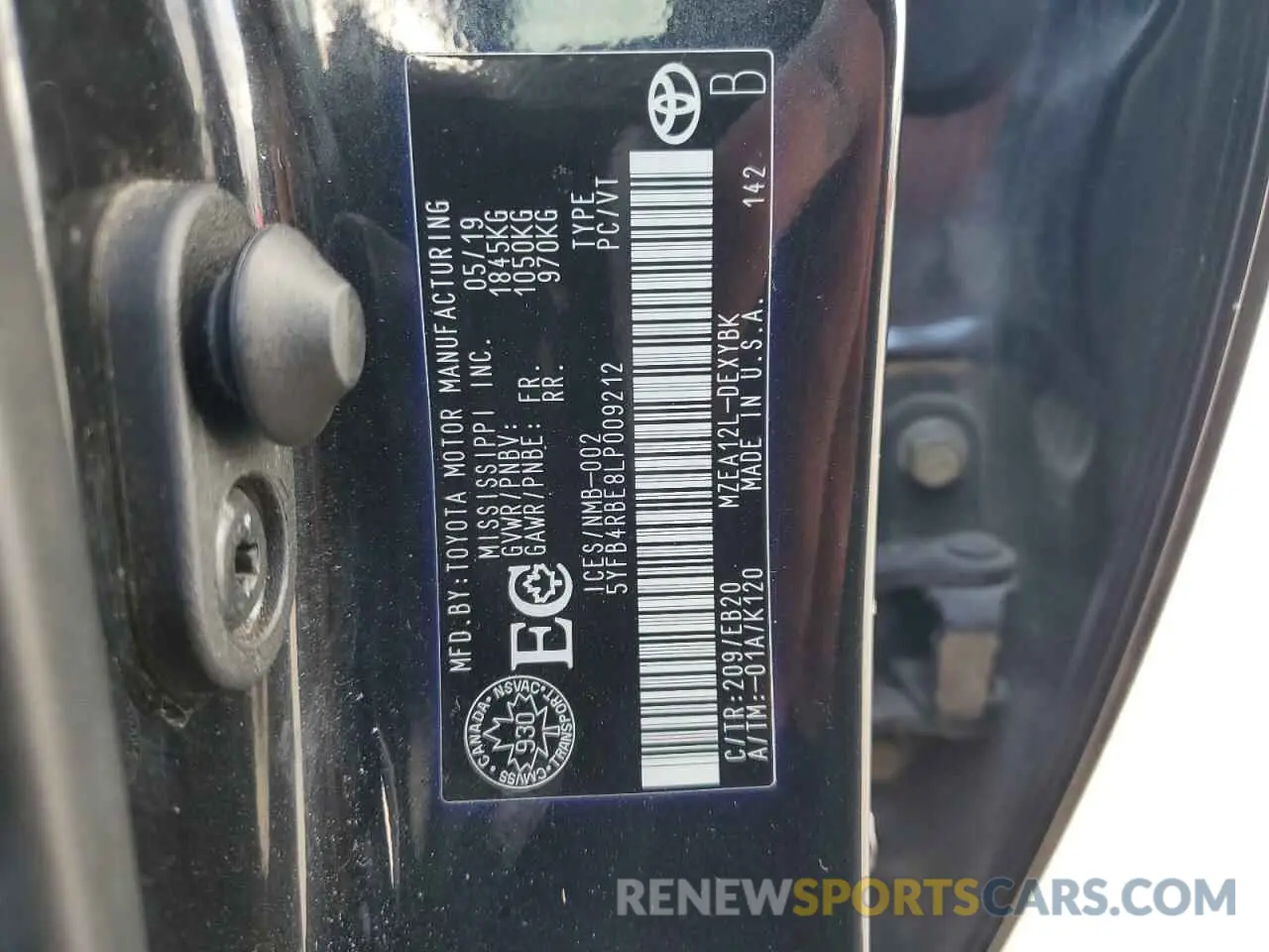 13 fotografías del automóvil dañado 5YFB4RBE8LP009212 TOYOTA COROLLA 2020