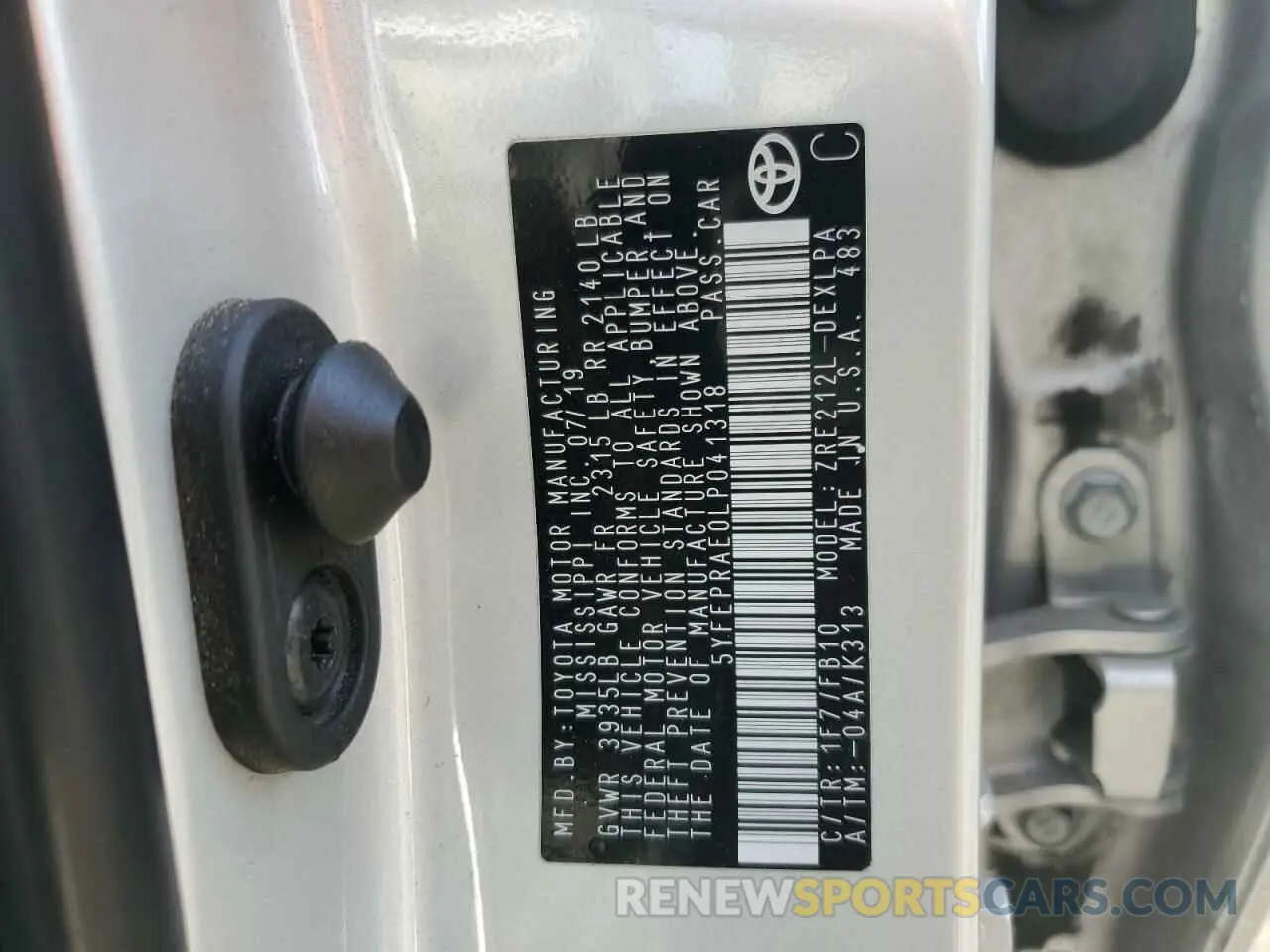 13 fotografías del automóvil dañado 5YFEPRAE0LP041318 TOYOTA COROLLA 2020
