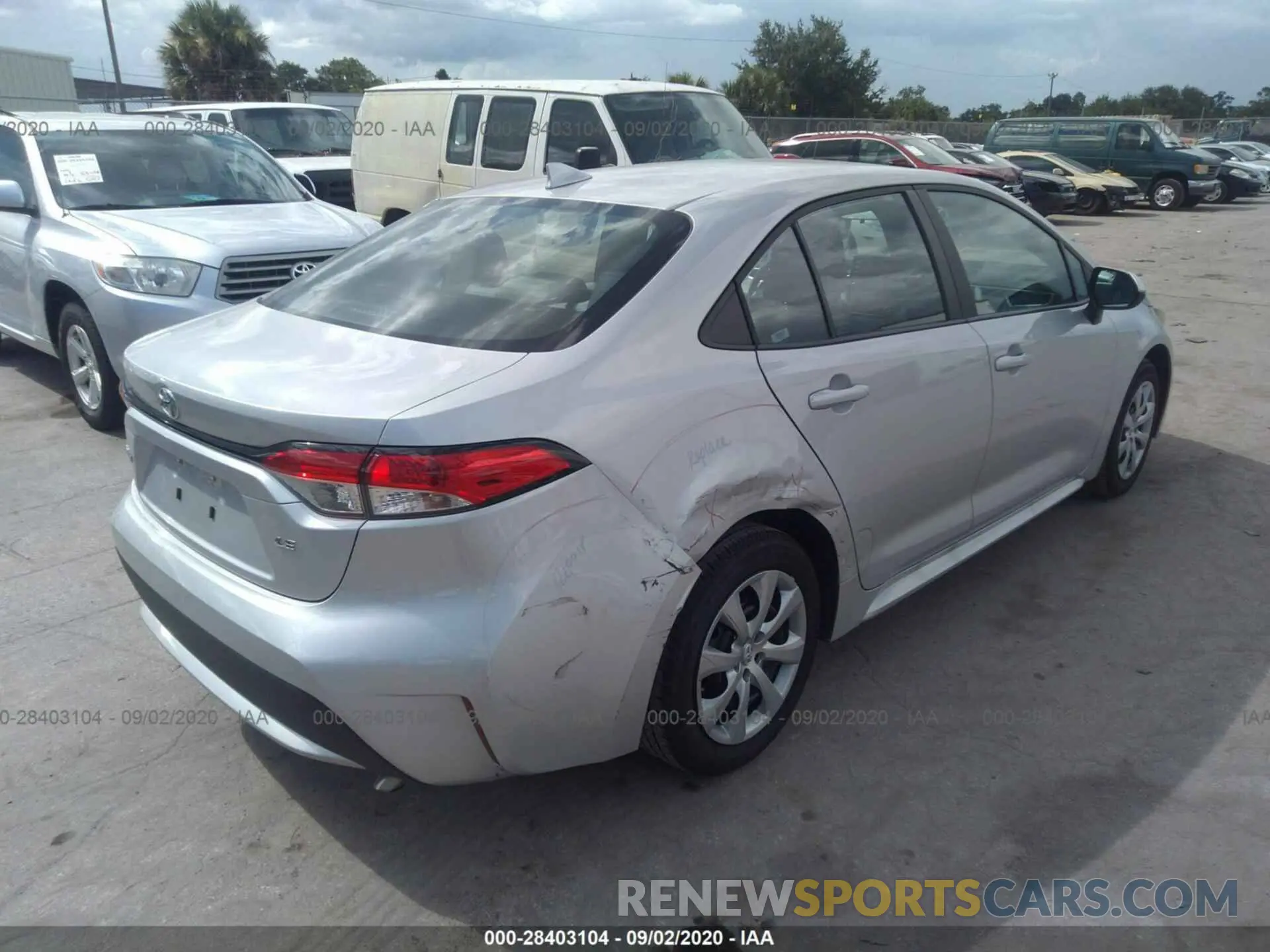 4 fotografías del automóvil dañado 5YFEPRAE0LP077476 TOYOTA COROLLA 2020