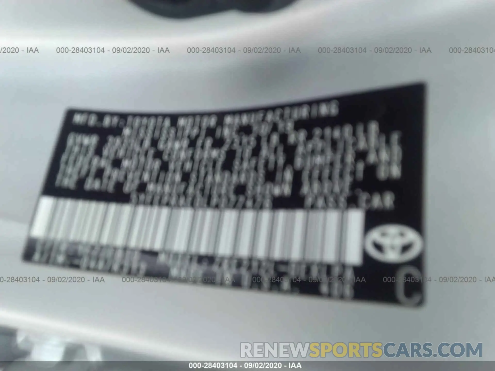 9 fotografías del automóvil dañado 5YFEPRAE0LP077476 TOYOTA COROLLA 2020