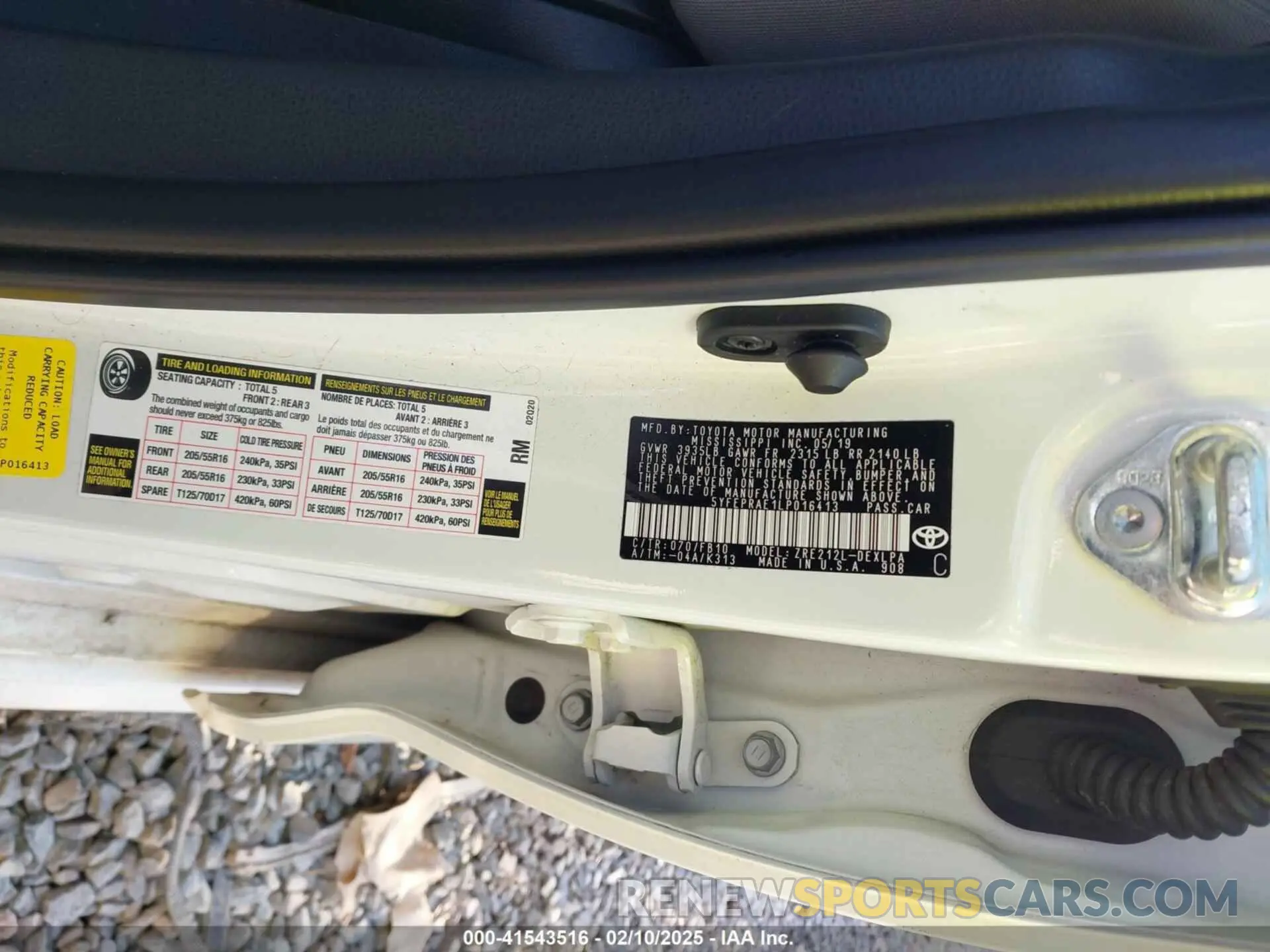 9 fotografías del automóvil dañado 5YFEPRAE1LP016413 TOYOTA COROLLA 2020