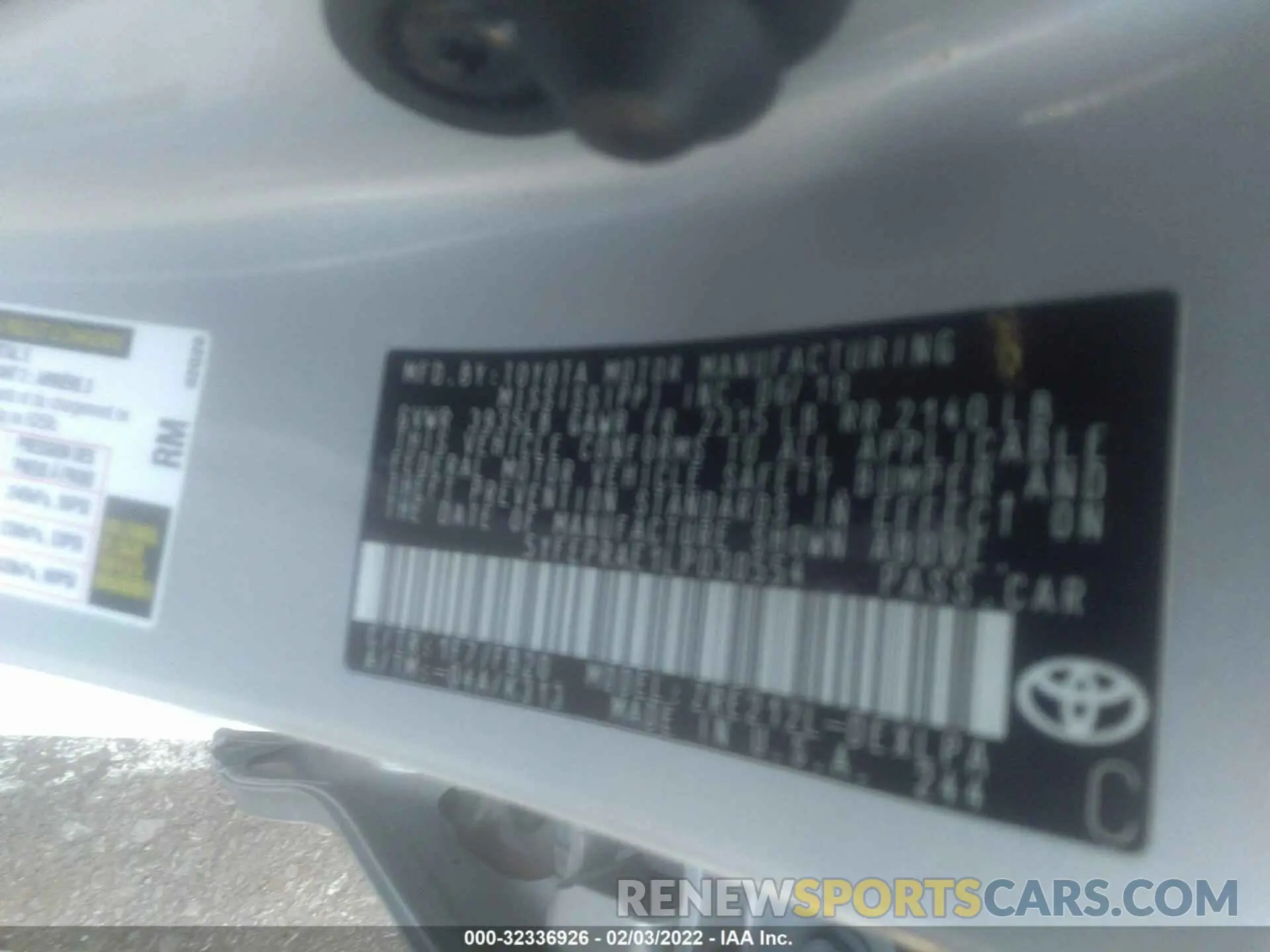 9 fotografías del automóvil dañado 5YFEPRAE1LP030554 TOYOTA COROLLA 2020