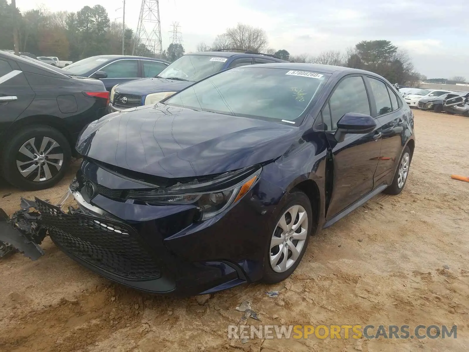 2 fotografías del automóvil dañado 5YFEPRAE1LP106371 TOYOTA COROLLA 2020