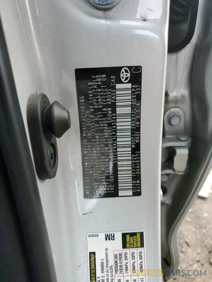 13 fotografías del automóvil dañado 5YFEPRAE1LP143744 TOYOTA COROLLA 2020
