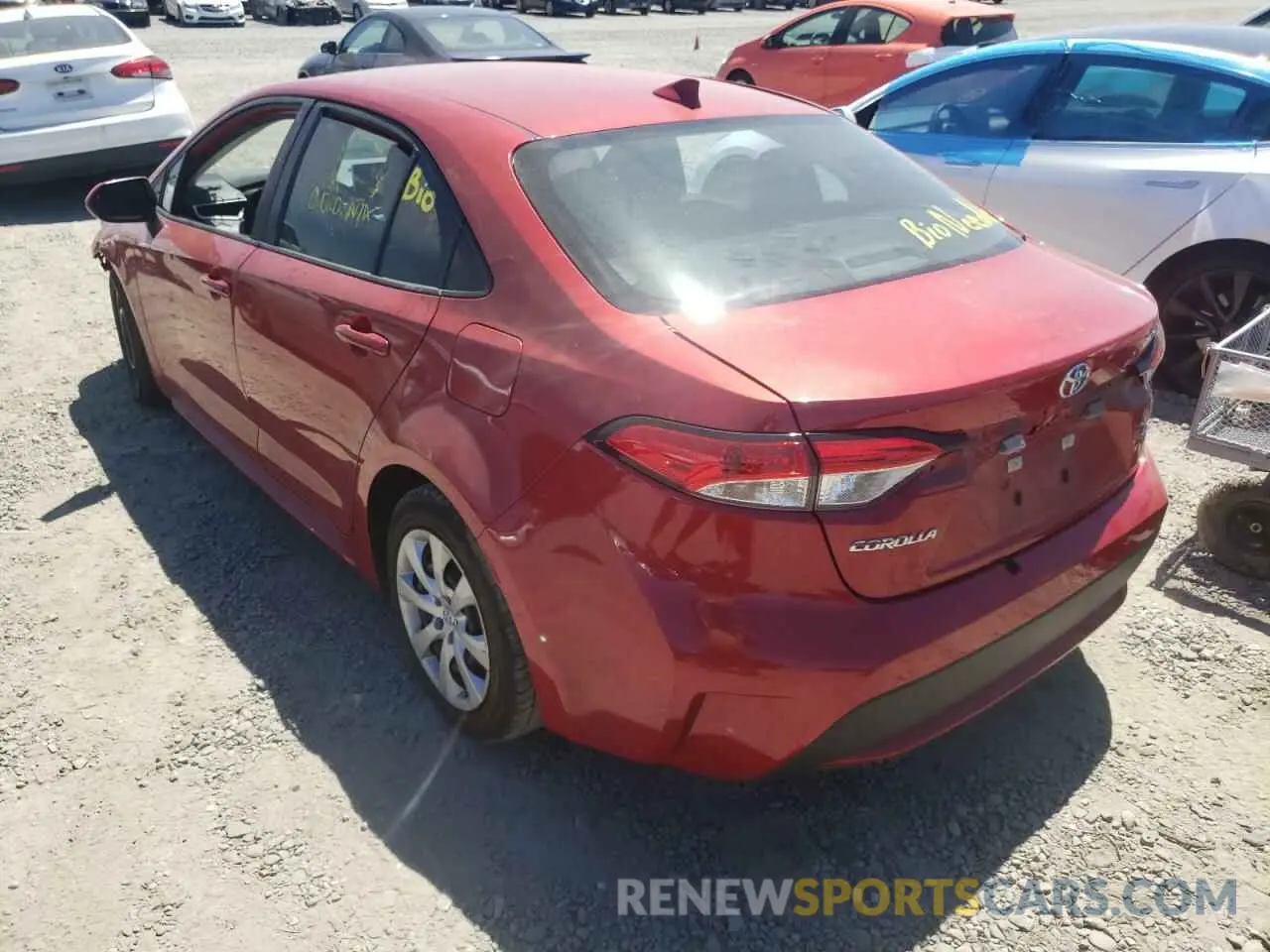 3 fotografías del automóvil dañado 5YFEPRAE2LP064664 TOYOTA COROLLA 2020