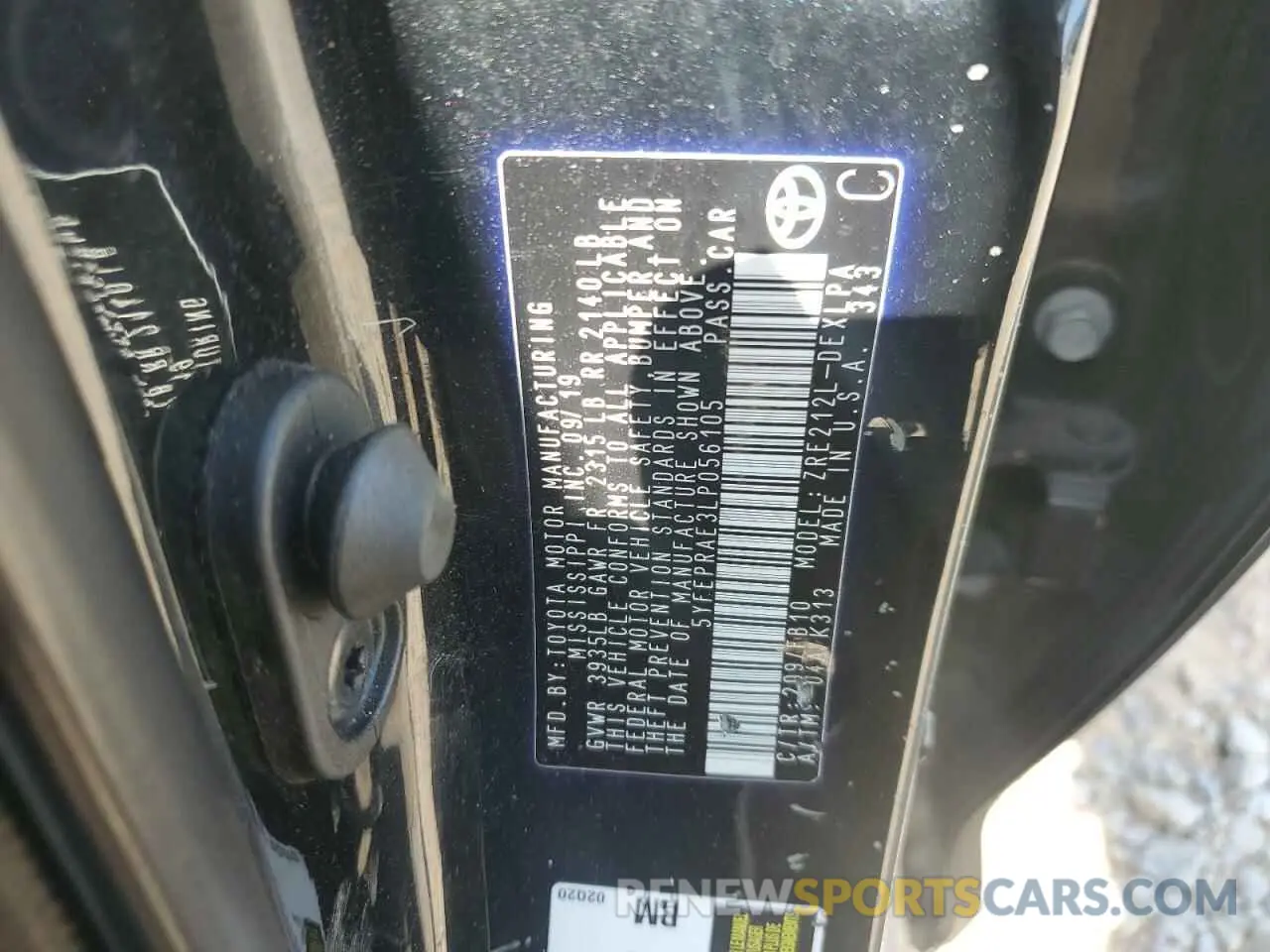 12 fotografías del automóvil dañado 5YFEPRAE3LP056105 TOYOTA COROLLA 2020