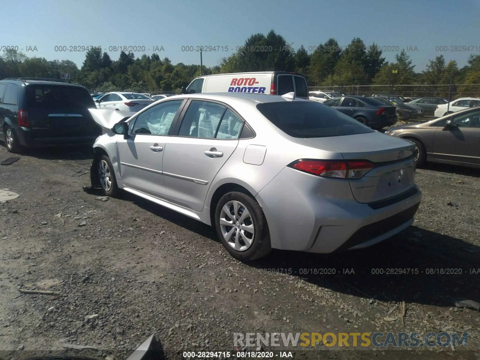 3 fotografías del automóvil dañado 5YFEPRAE3LP061210 TOYOTA COROLLA 2020