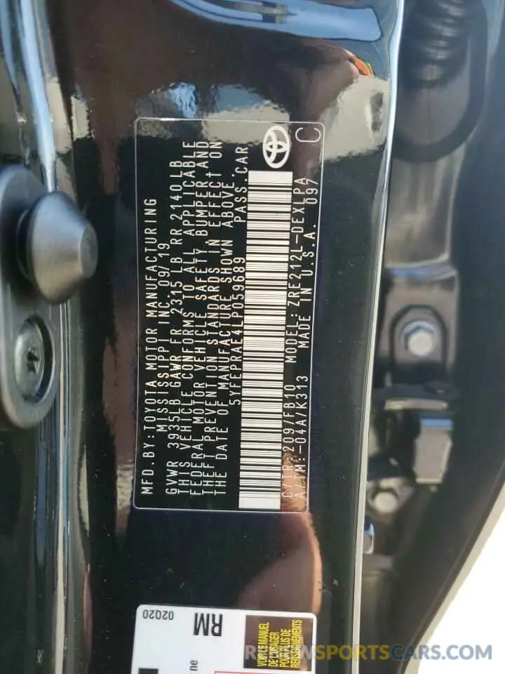 13 fotografías del automóvil dañado 5YFEPRAE4LP059689 TOYOTA COROLLA 2020