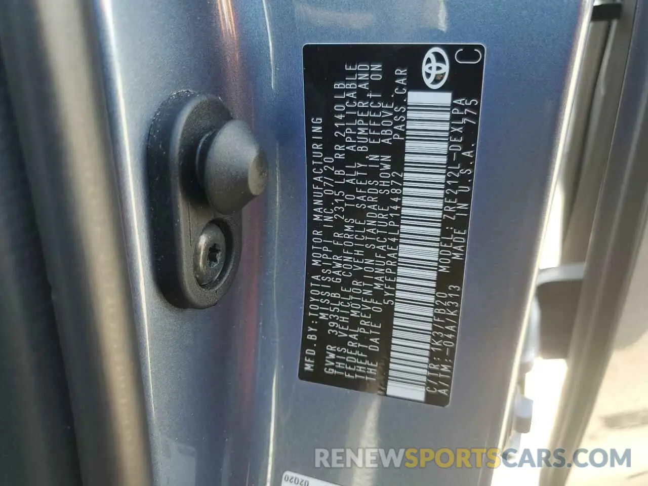 15 fotografías del automóvil dañado 5YFEPRAE4LP144872 TOYOTA COROLLA 2020