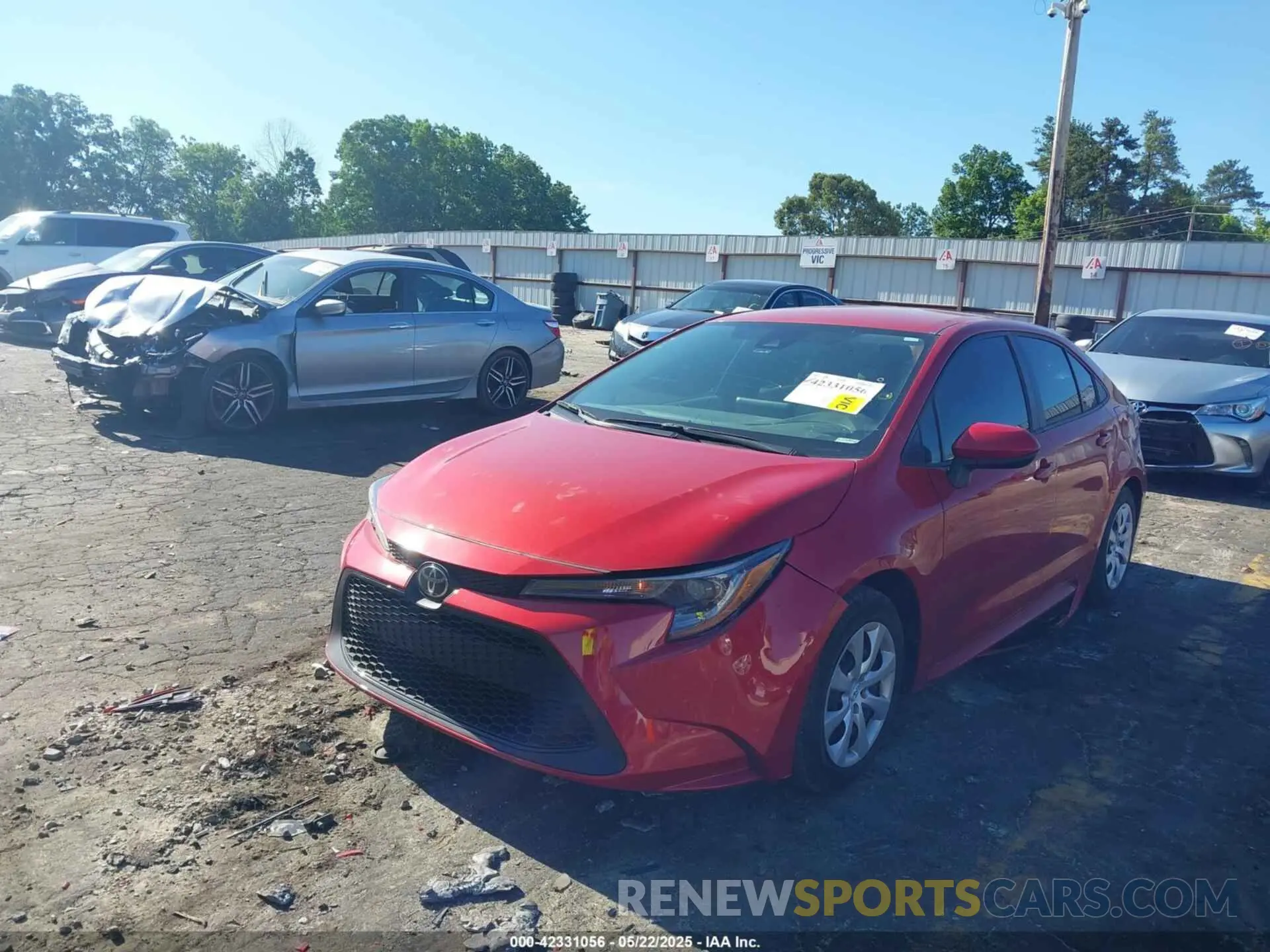 2 fotografías del automóvil dañado 5YFEPRAE5LP087730 TOYOTA COROLLA 2020