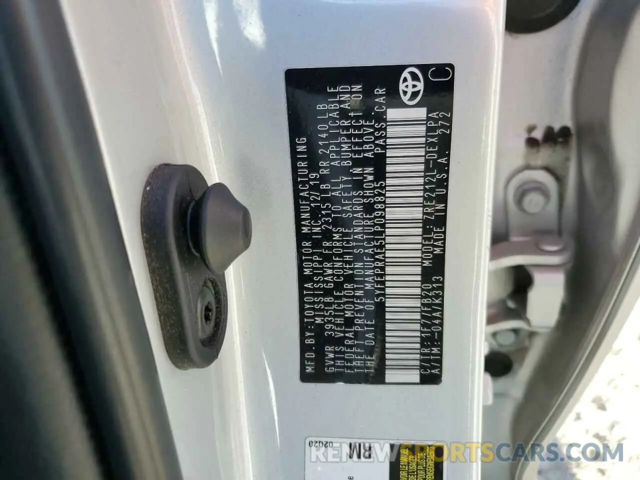 13 fotografías del automóvil dañado 5YFEPRAE5LP098825 TOYOTA COROLLA 2020