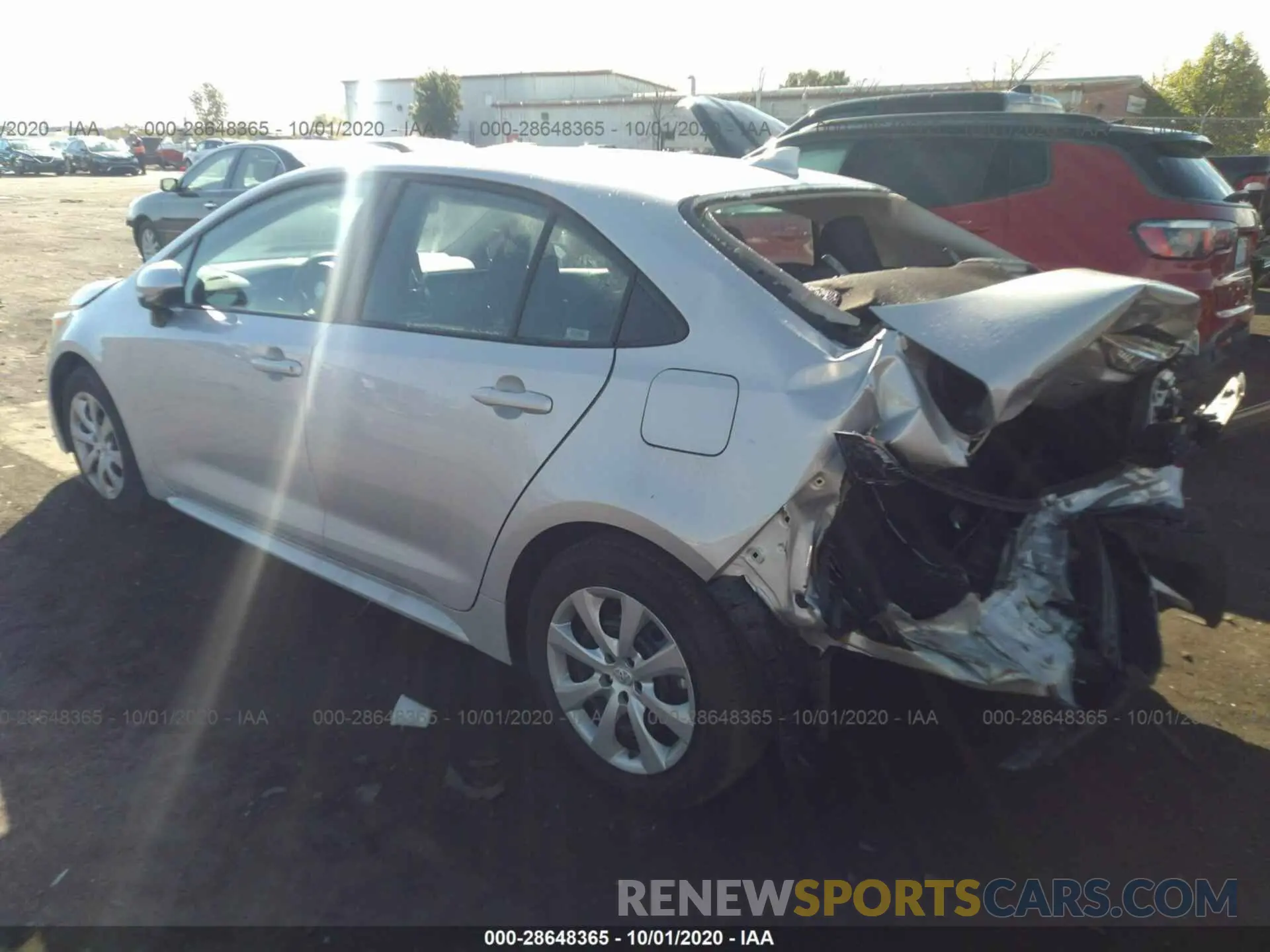 3 fotografías del automóvil dañado 5YFEPRAE6LP121447 TOYOTA COROLLA 2020