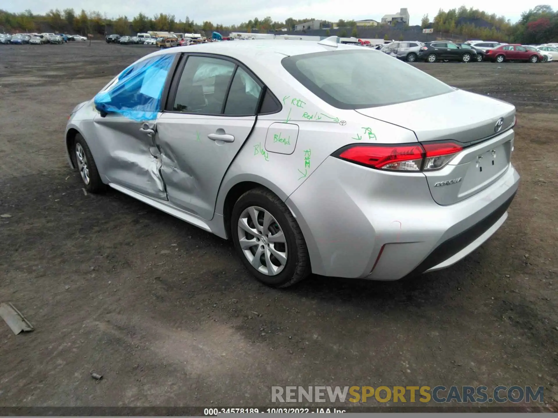 3 fotografías del automóvil dañado 5YFEPRAE7LP085297 TOYOTA COROLLA 2020
