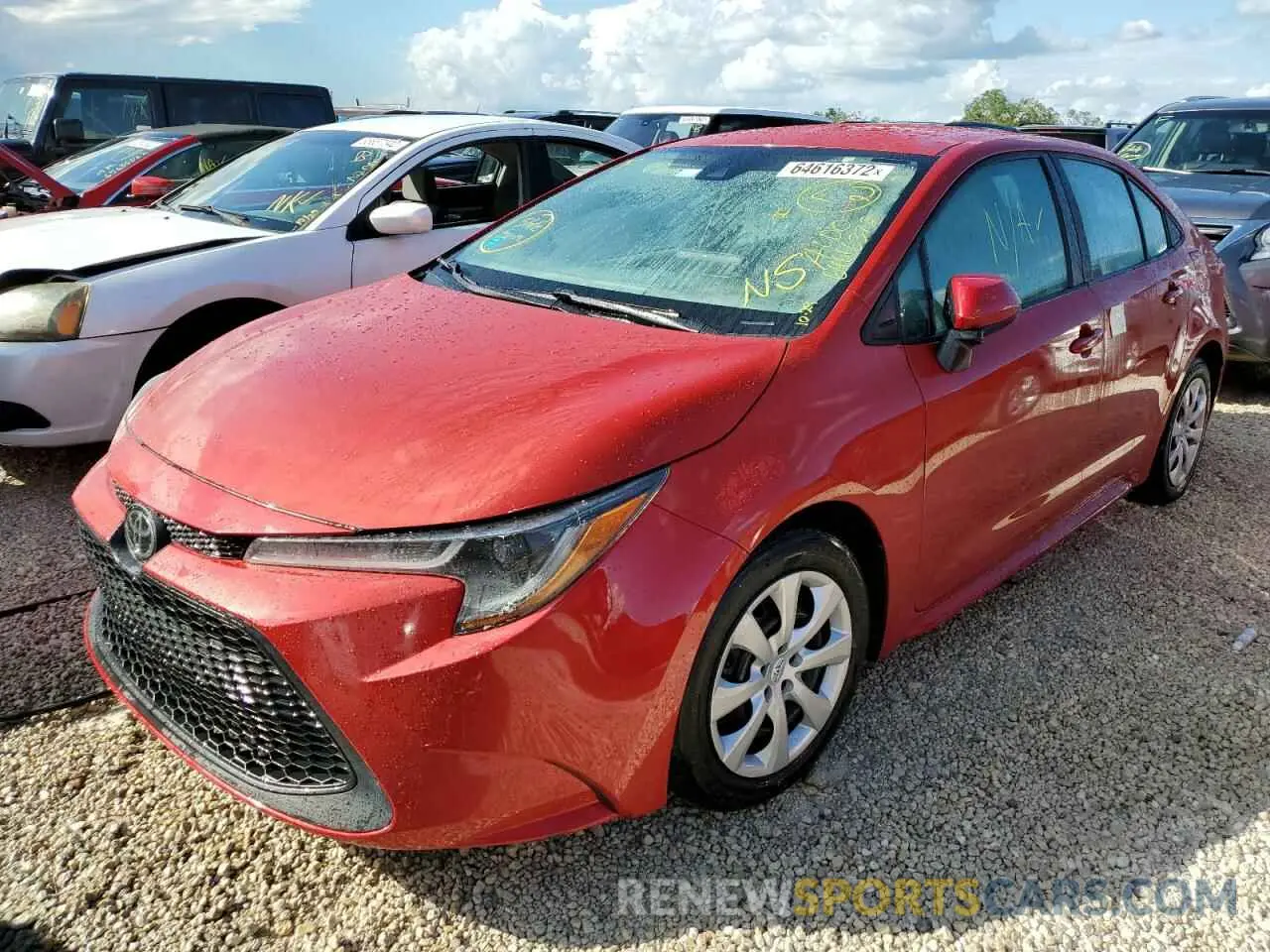 2 fotografías del automóvil dañado 5YFEPRAE8LP025626 TOYOTA COROLLA 2020