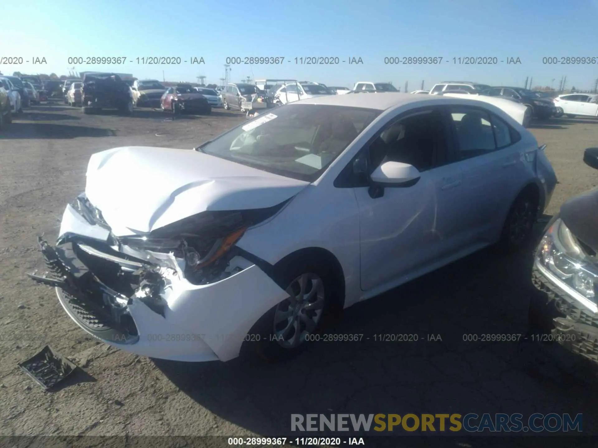 2 fotografías del automóvil dañado 5YFEPRAE9LP072471 TOYOTA COROLLA 2020