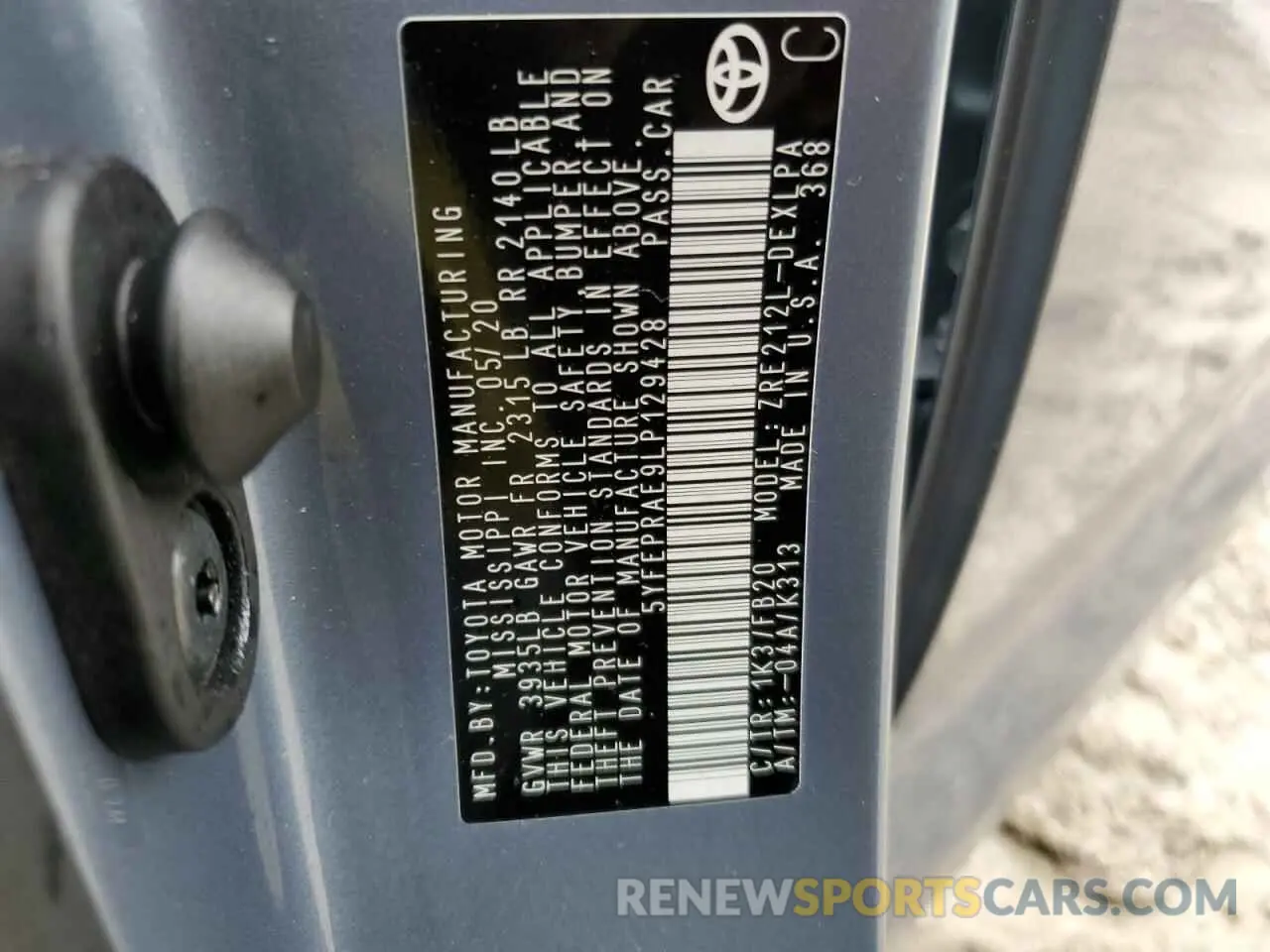 13 fotografías del automóvil dañado 5YFEPRAE9LP129428 TOYOTA COROLLA 2020