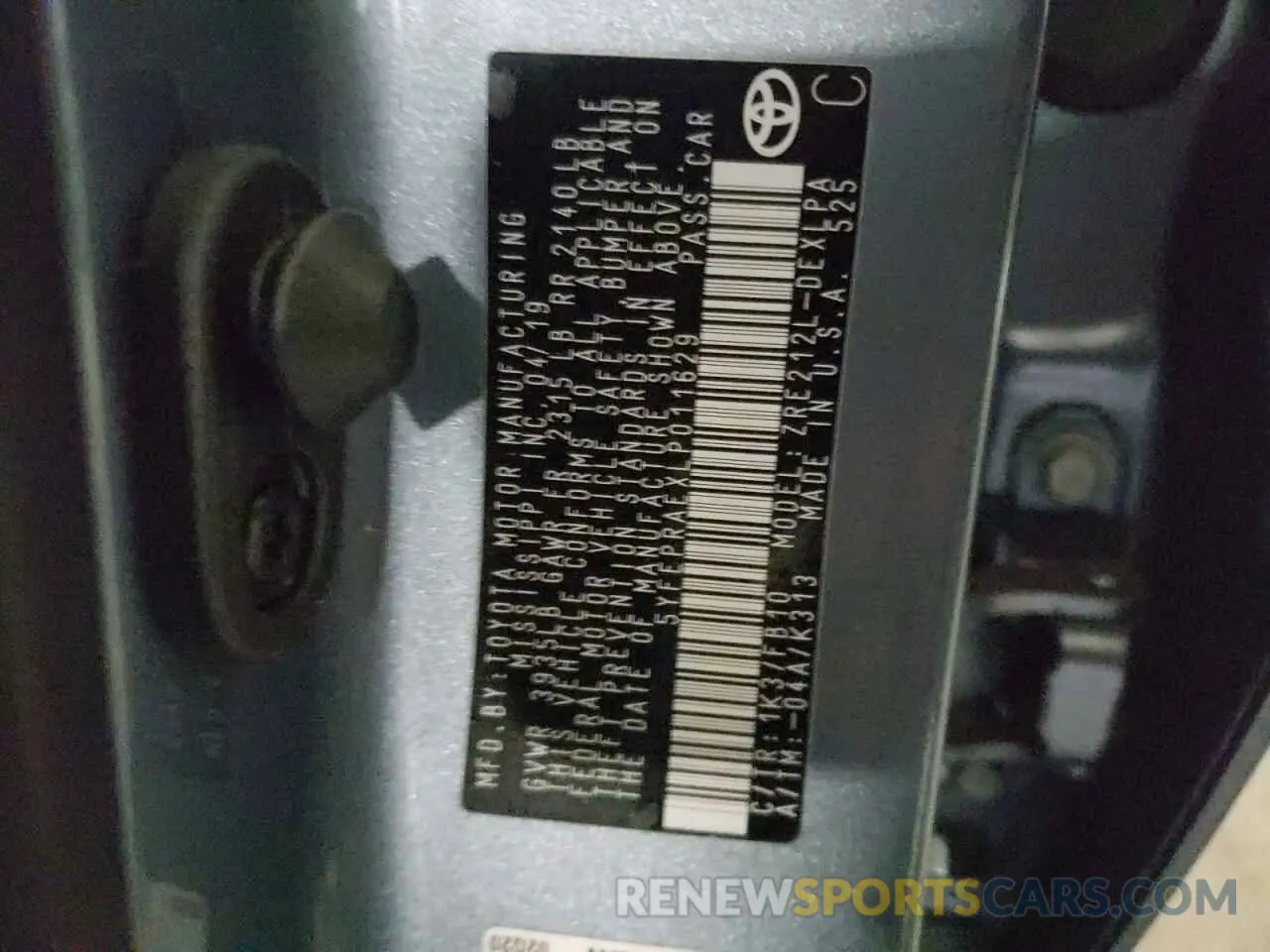 10 fotografías del automóvil dañado 5YFEPRAEXLP011629 TOYOTA COROLLA 2020