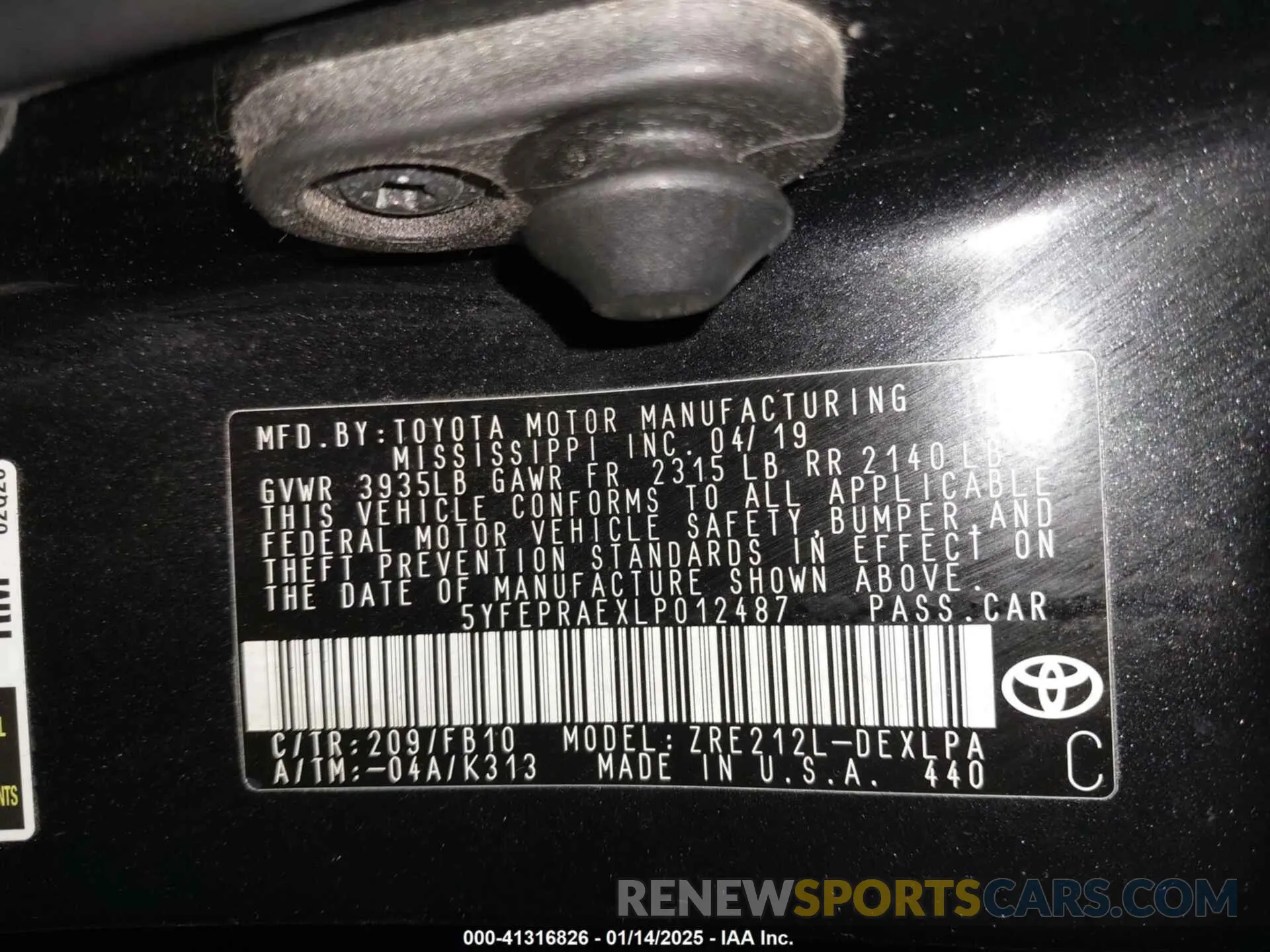 9 fotografías del automóvil dañado 5YFEPRAEXLP012487 TOYOTA COROLLA 2020