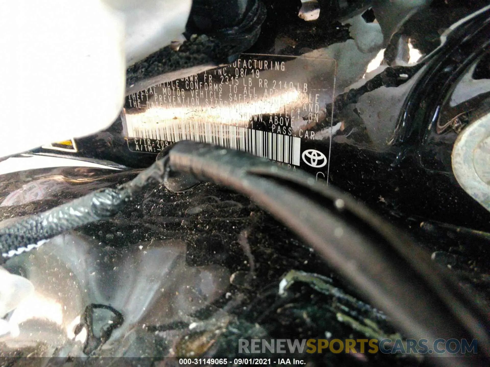 9 fotografías del automóvil dañado 5YFEPRAEXLP049751 TOYOTA COROLLA 2020
