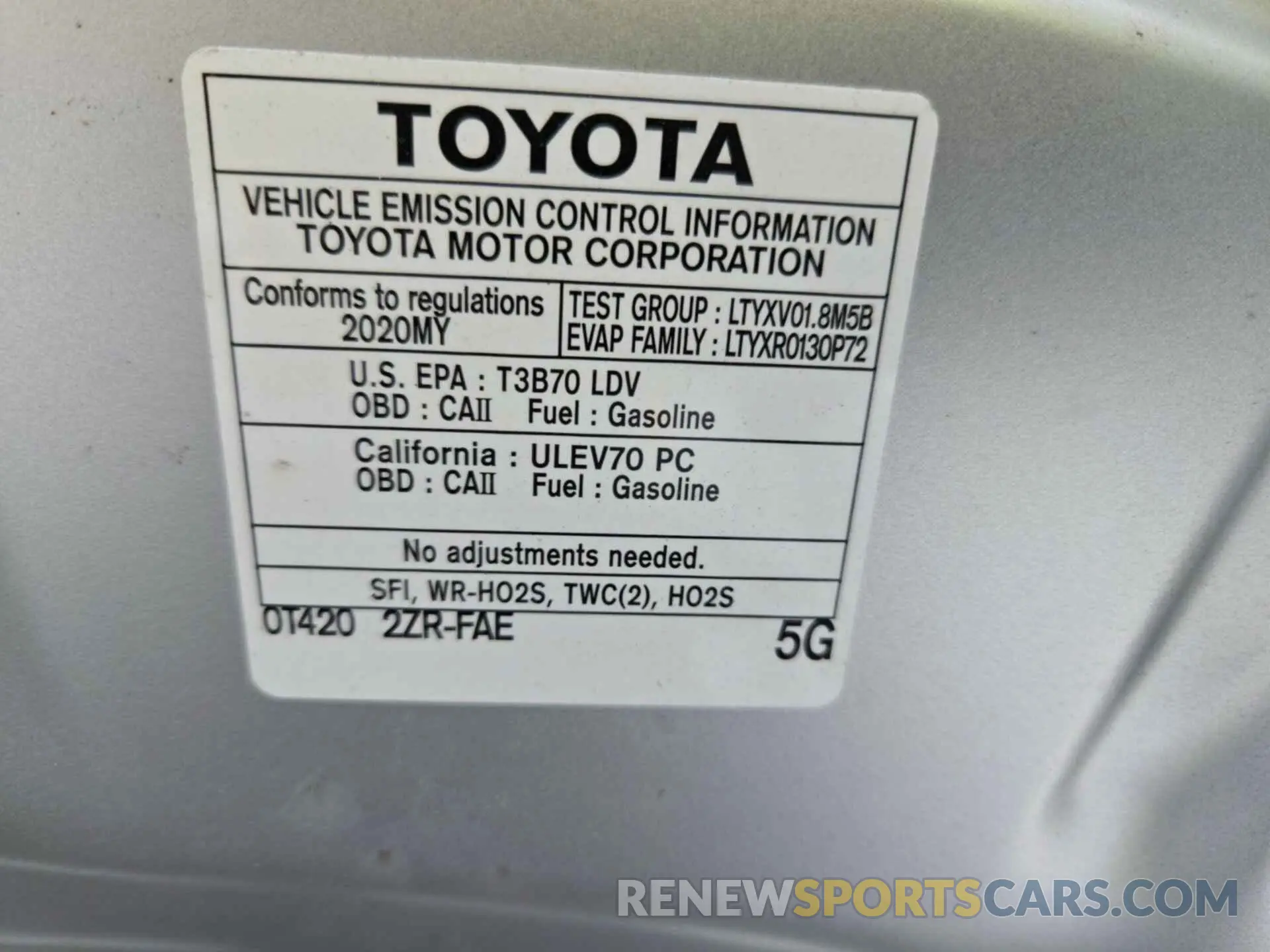 7 fotografías del automóvil dañado 5YFEPRAEXLP078652 TOYOTA COROLLA 2020