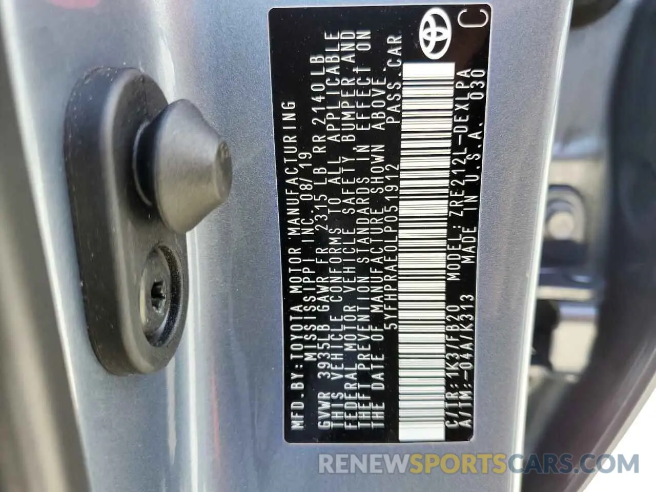 12 fotografías del automóvil dañado 5YFHPRAE0LP051912 TOYOTA COROLLA 2020
