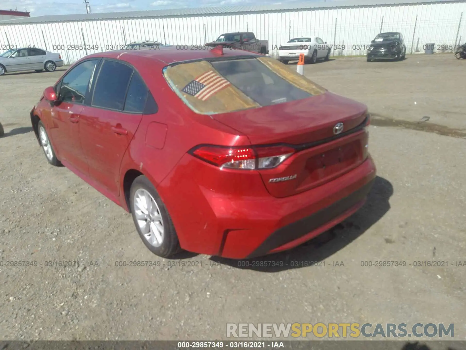 3 fotografías del automóvil dañado 5YFHPRAE8LP046246 TOYOTA COROLLA 2020
