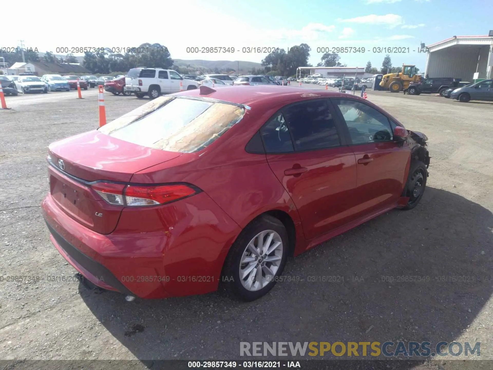 4 fotografías del automóvil dañado 5YFHPRAE8LP046246 TOYOTA COROLLA 2020