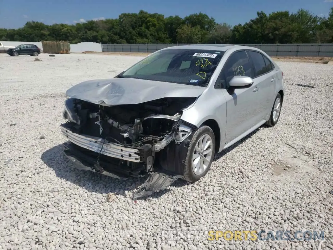 2 fotografías del automóvil dañado 5YFHPRAEXLP033904 TOYOTA COROLLA 2020