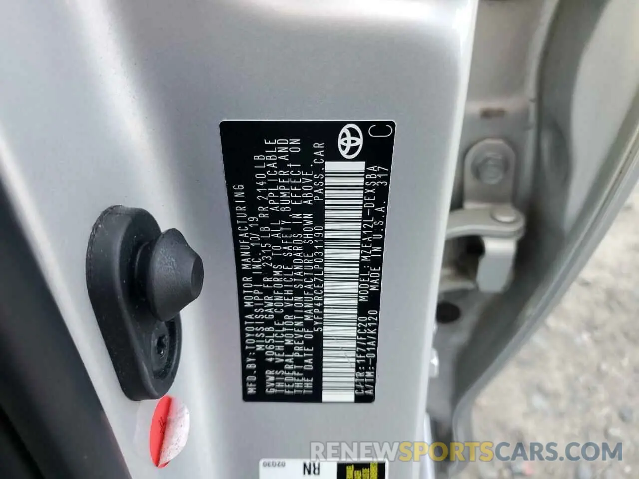 12 fotografías del automóvil dañado 5YFP4RCE7LP031190 TOYOTA COROLLA 2020