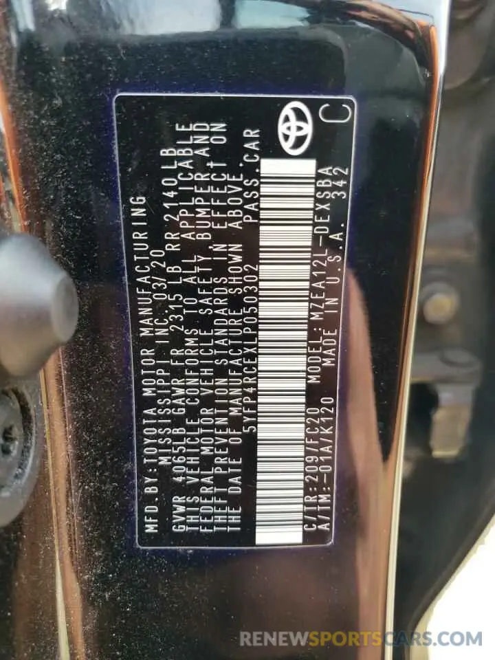 13 fotografías del automóvil dañado 5YFP4RCEXLP050302 TOYOTA COROLLA 2020