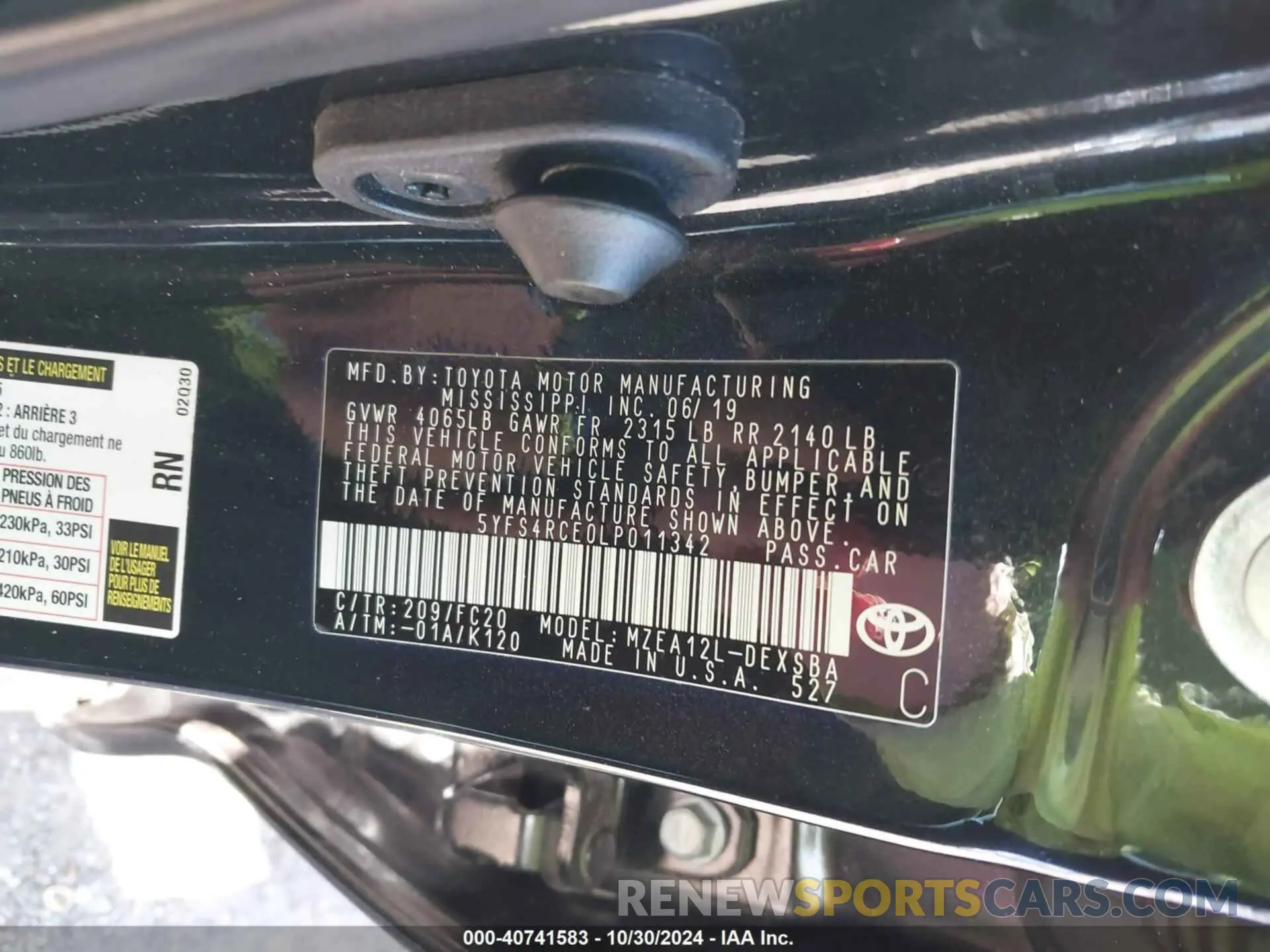 9 fotografías del automóvil dañado 5YFS4RCE0LP011342 TOYOTA COROLLA 2020
