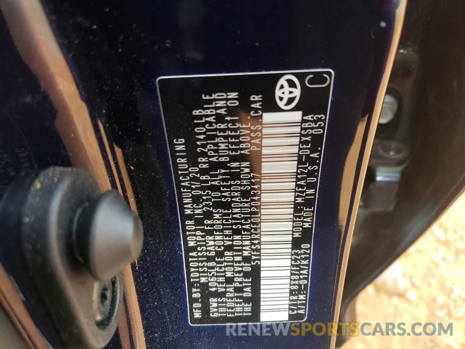 10 fotografías del automóvil dañado 5YFS4RCE0LP043417 TOYOTA COROLLA 2020