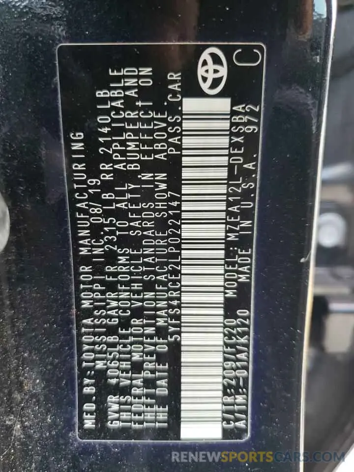 13 fotografías del automóvil dañado 5YFS4RCE2LP022147 TOYOTA COROLLA 2020