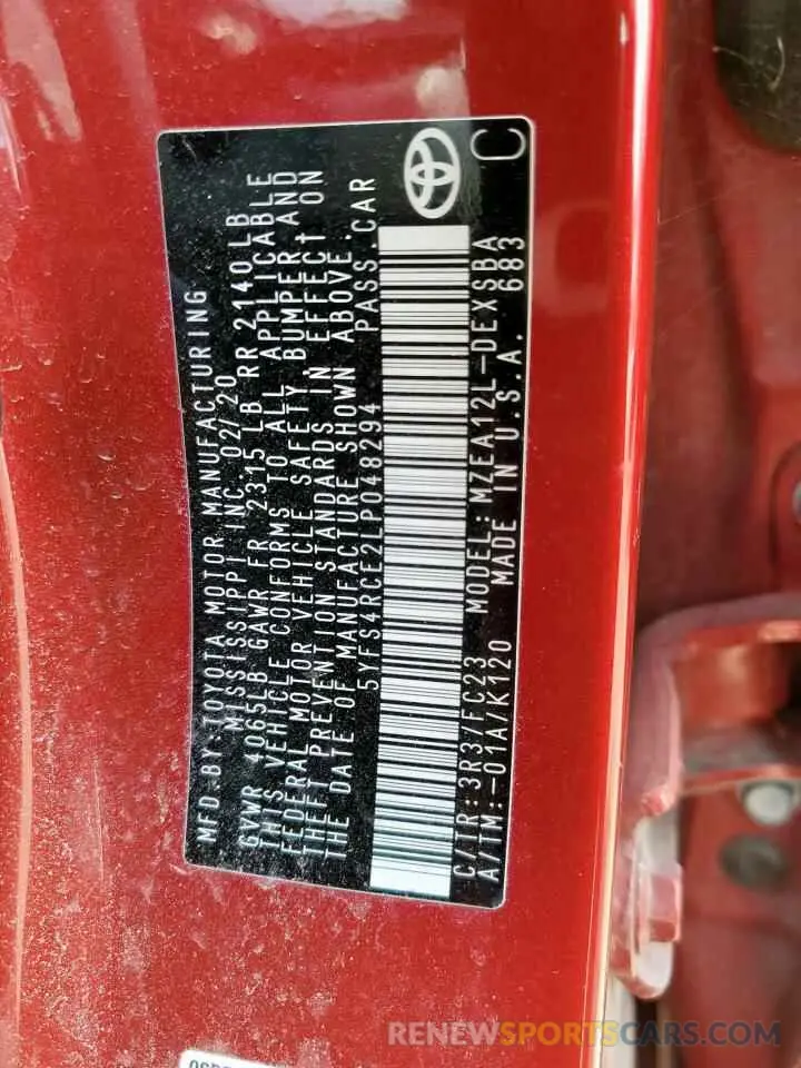 13 fotografías del automóvil dañado 5YFS4RCE2LP048294 TOYOTA COROLLA 2020