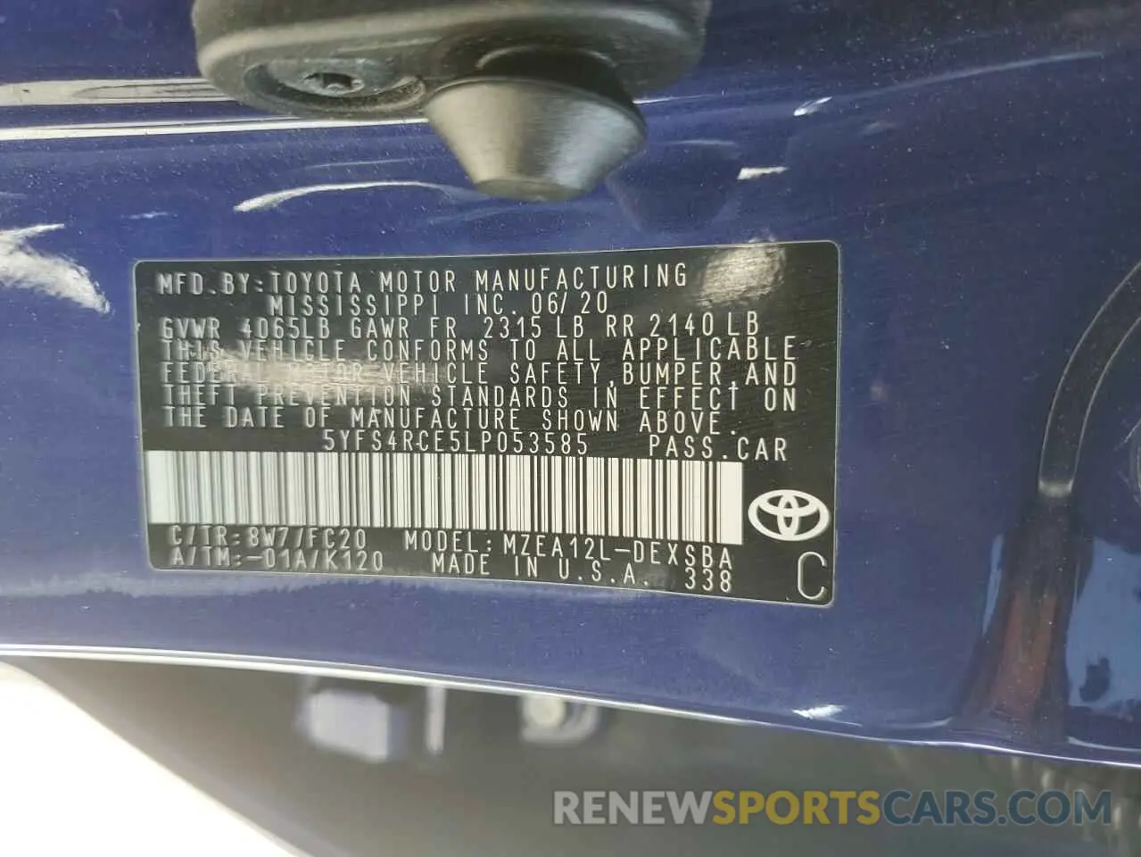 15 fotografías del automóvil dañado 5YFS4RCE5LP053585 TOYOTA COROLLA 2020
