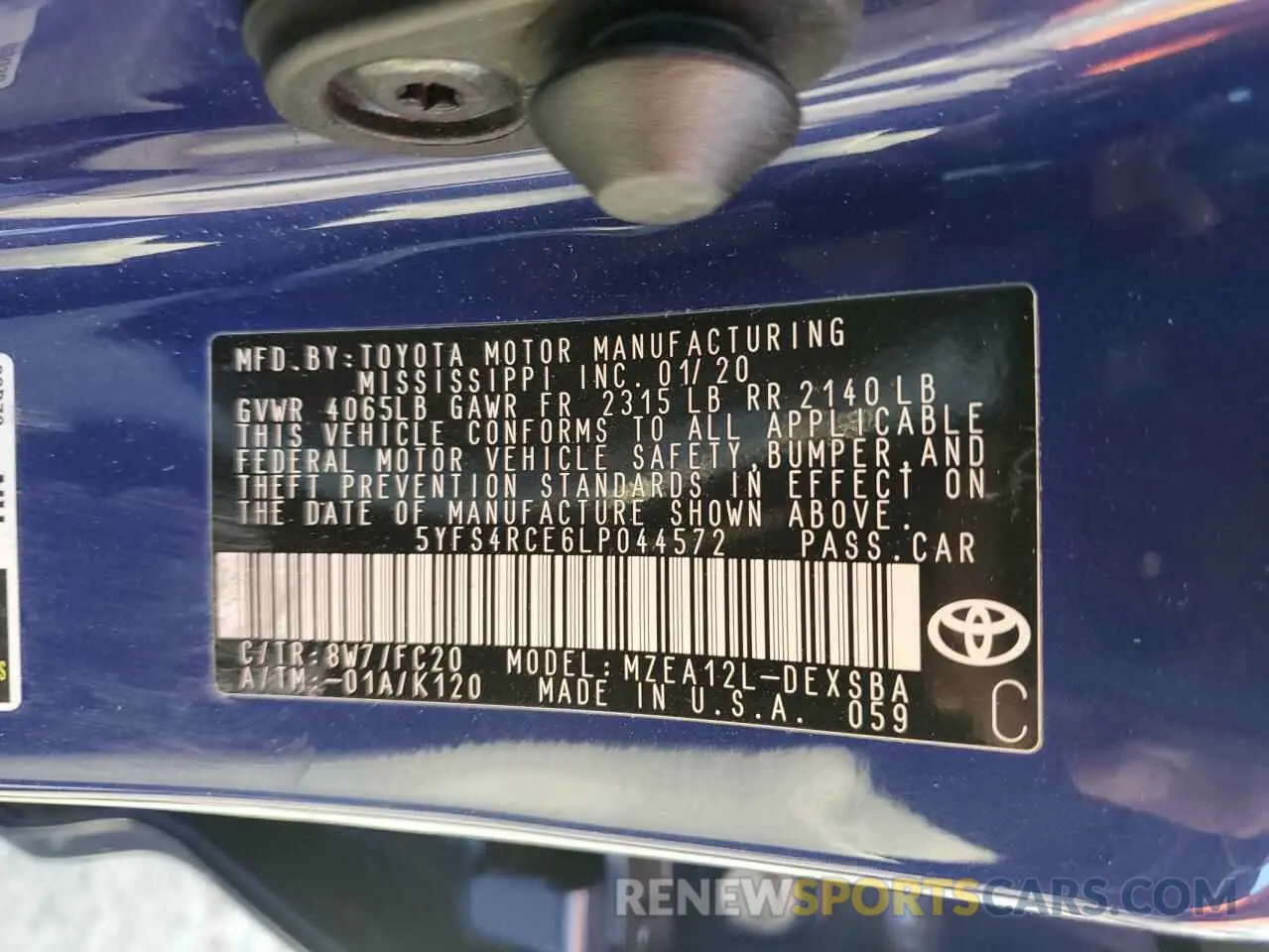 12 fotografías del automóvil dañado 5YFS4RCE6LP044572 TOYOTA COROLLA 2020