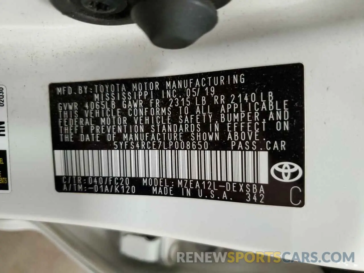 13 fotografías del automóvil dañado 5YFS4RCE7LP008650 TOYOTA COROLLA 2020