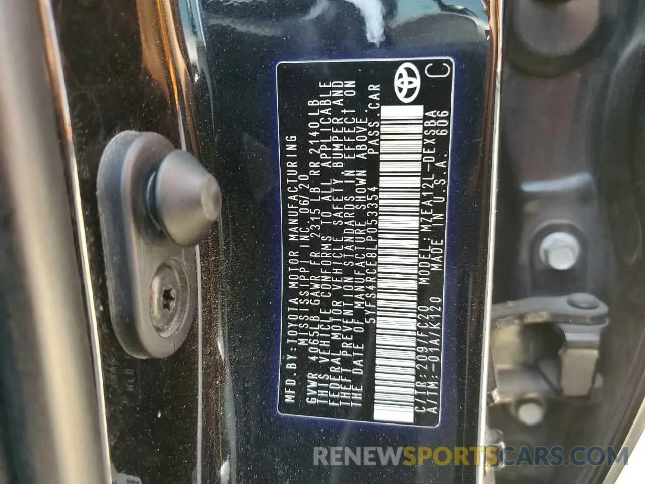 12 fotografías del automóvil dañado 5YFS4RCE8LP053354 TOYOTA COROLLA 2020