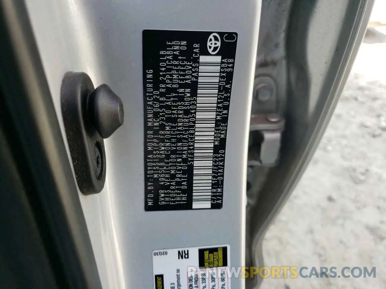 13 fotografías del automóvil dañado 5YFS4RCE8LP054035 TOYOTA COROLLA 2020