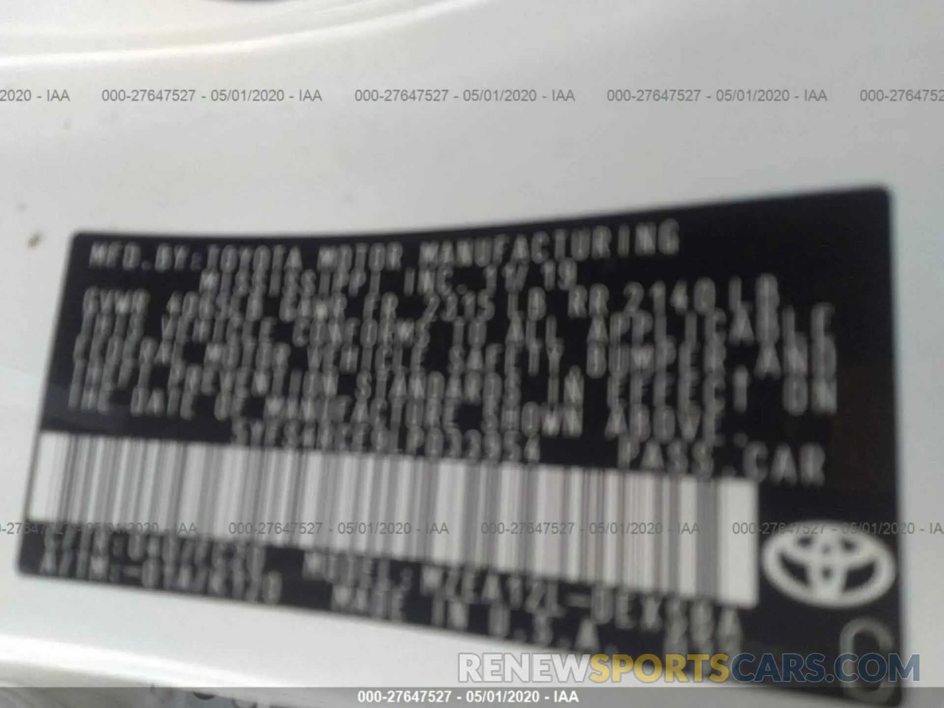 9 fotografías del automóvil dañado 5YFS4RCE9LP033954 TOYOTA COROLLA 2020