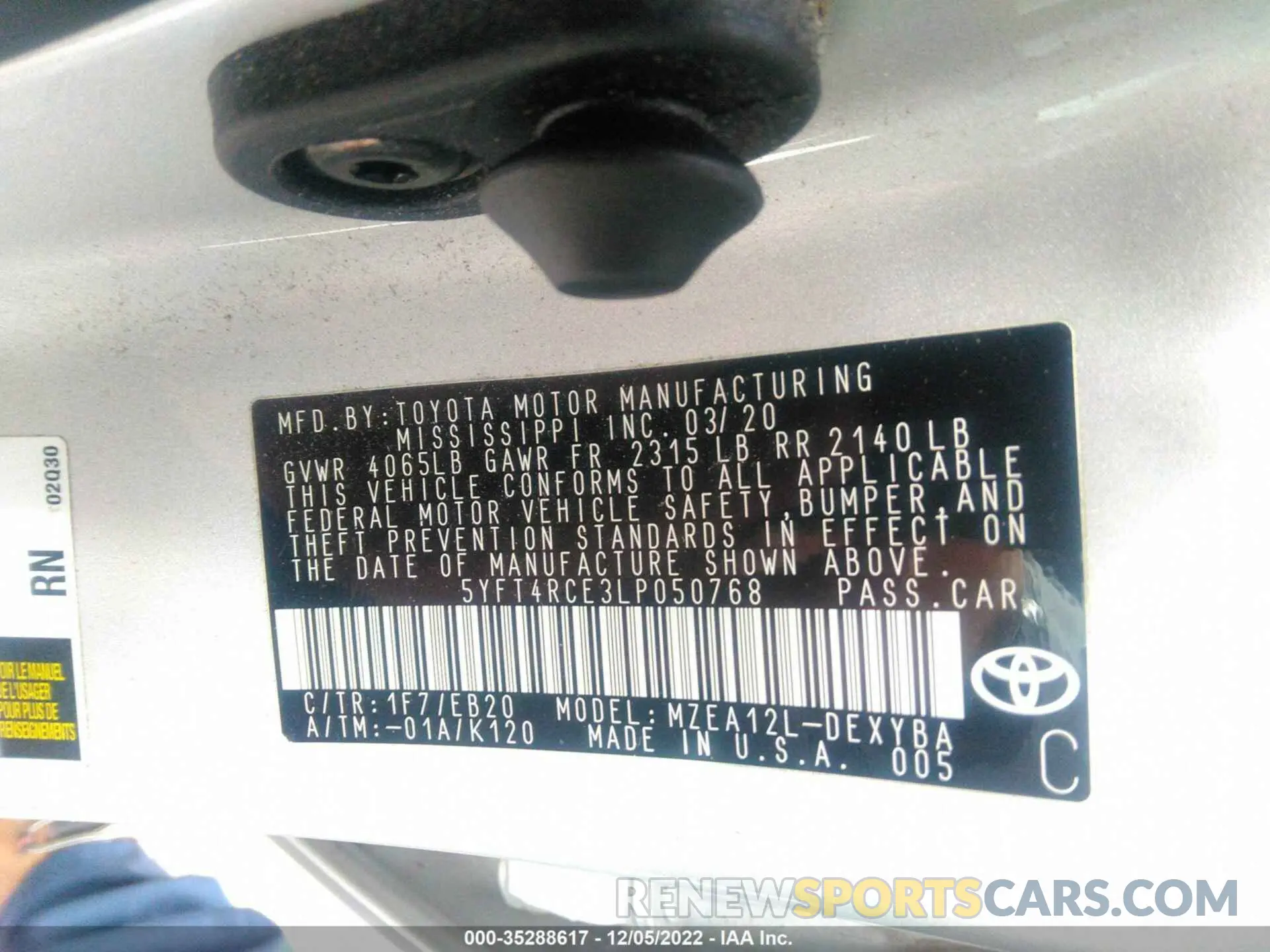 9 fotografías del automóvil dañado 5YFT4RCE3LP050768 TOYOTA COROLLA 2020