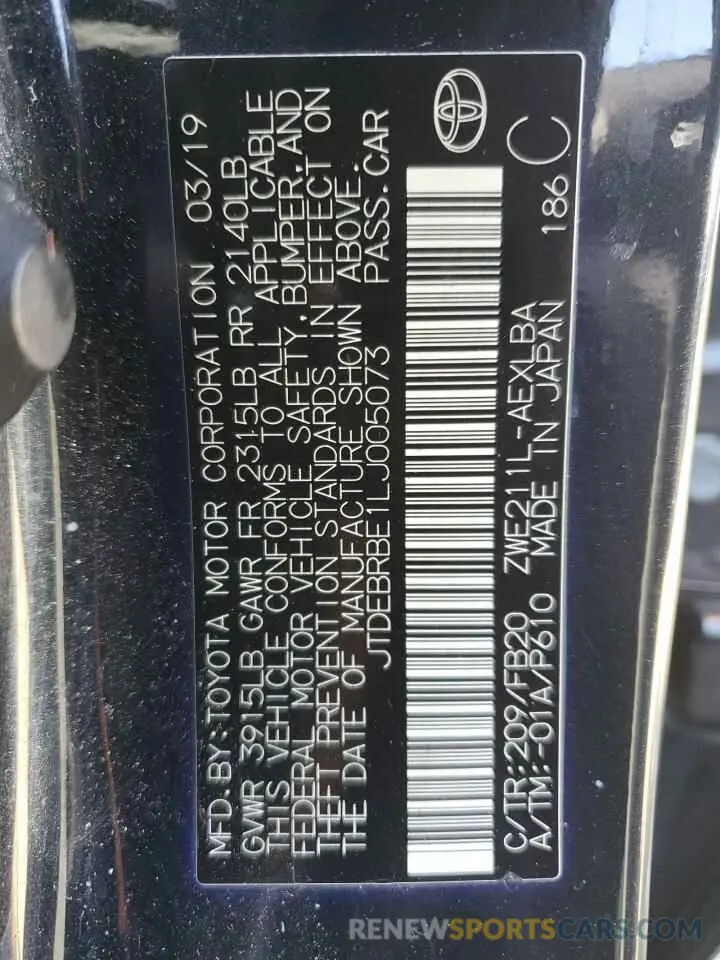 12 fotografías del automóvil dañado JTDEBRBE1LJ005073 TOYOTA COROLLA 2020