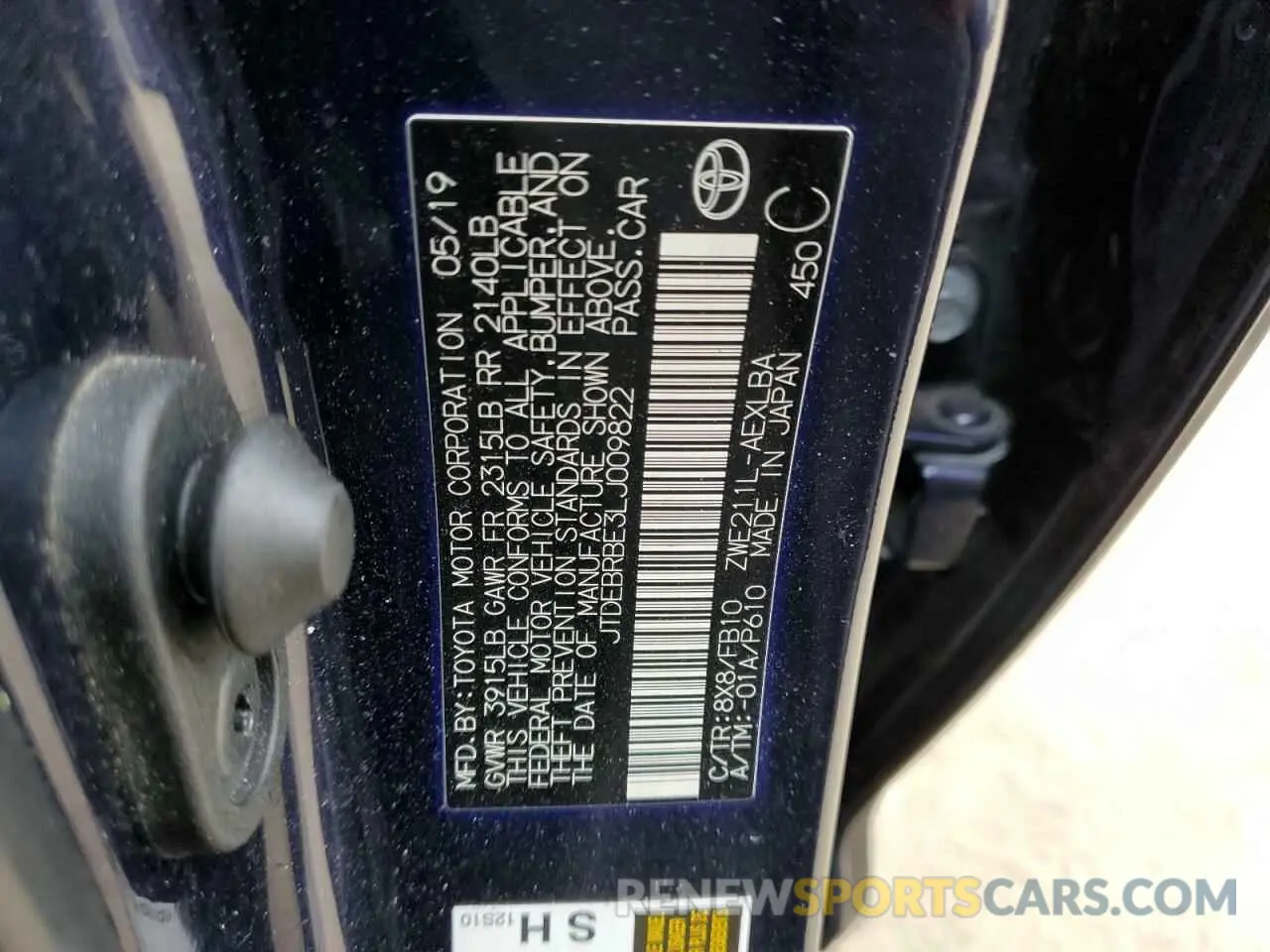 12 fotografías del automóvil dañado JTDEBRBE3LJ009822 TOYOTA COROLLA 2020