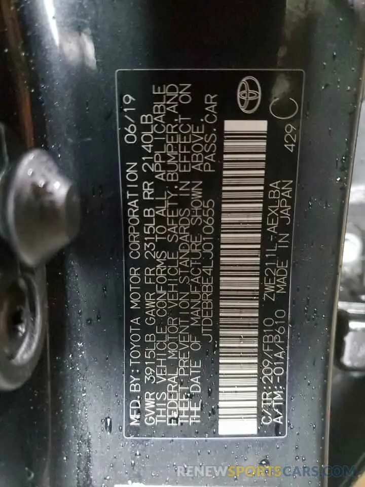 12 fotografías del automóvil dañado JTDEBRBE4LJ010655 TOYOTA COROLLA 2020