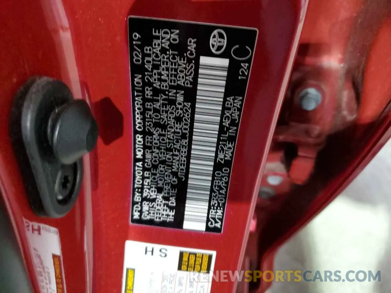 12 fotografías del automóvil dañado JTDEBRBE8LJ002624 TOYOTA COROLLA 2020