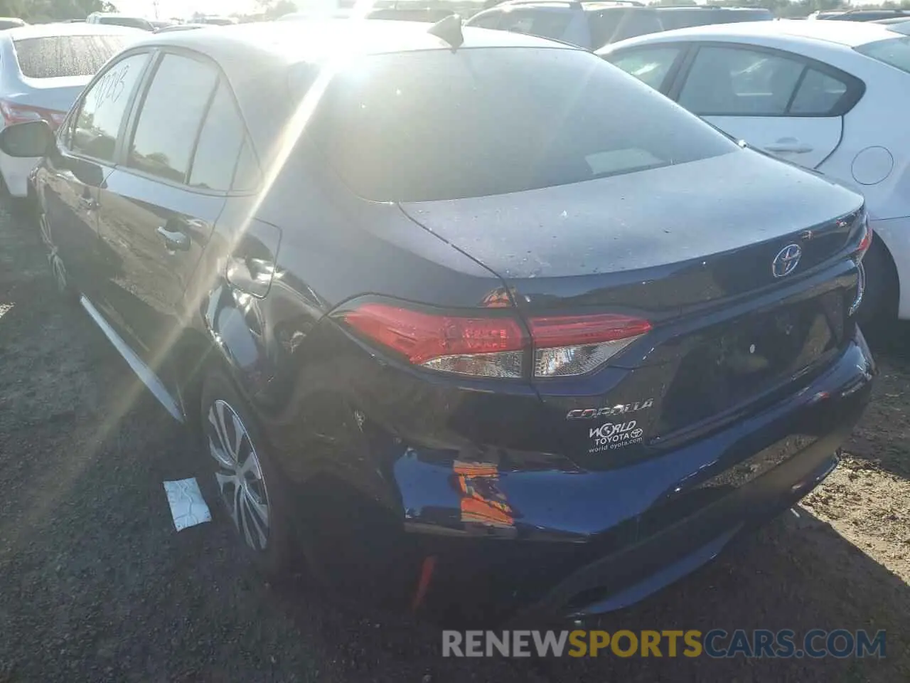 3 fotografías del automóvil dañado JTDEBRBE9LJ013888 TOYOTA COROLLA 2020