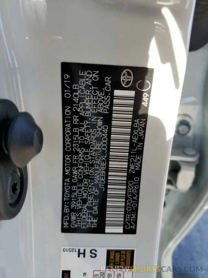 12 fotografías del automóvil dañado JTDEBRBEXLJ000440 TOYOTA COROLLA 2020