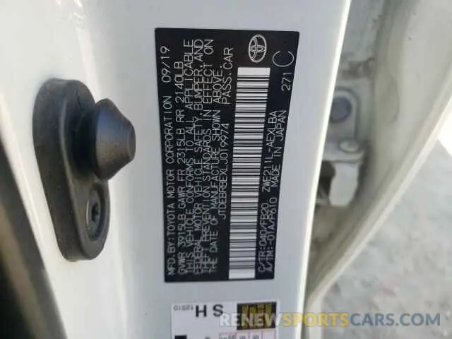 10 fotografías del automóvil dañado JTDEBRBEXLJ019974 TOYOTA COROLLA 2020