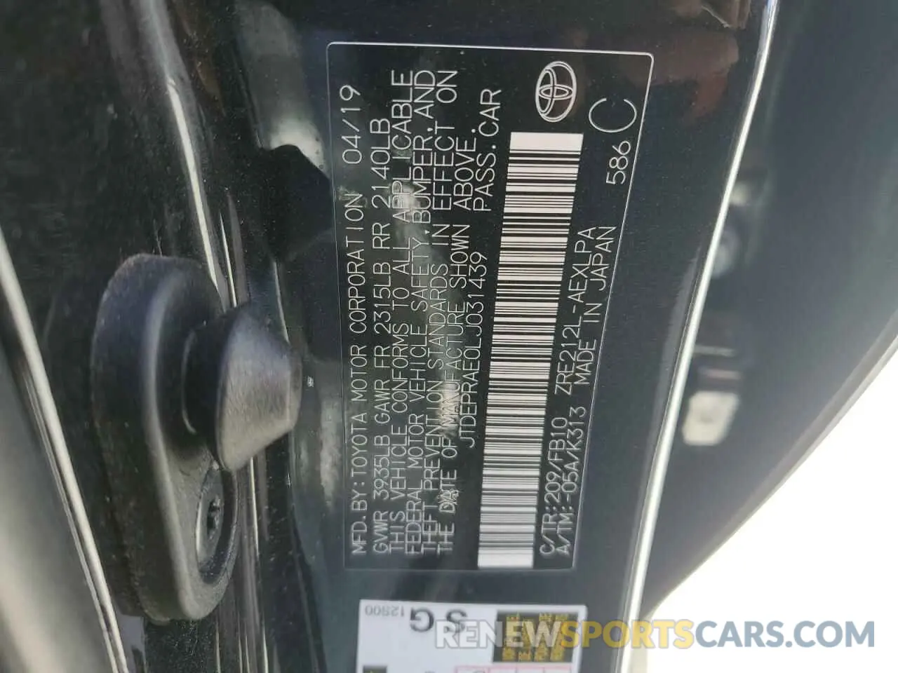 12 fotografías del automóvil dañado JTDEPRAE0LJ031439 TOYOTA COROLLA 2020