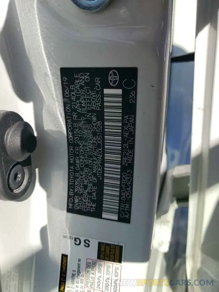 15 fotografías del automóvil dañado JTDEPRAE0LJ051528 TOYOTA COROLLA 2020